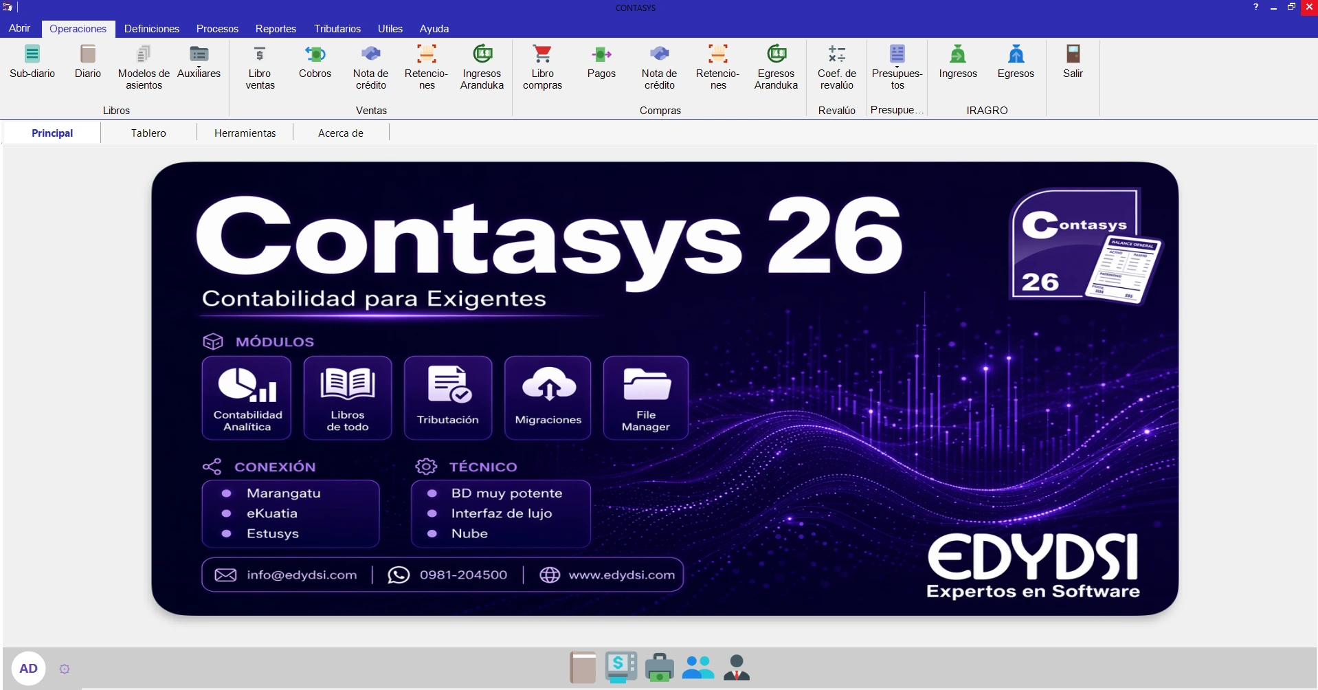 CONTASYS 26 - Formulario principal, pestaña Operaciones
