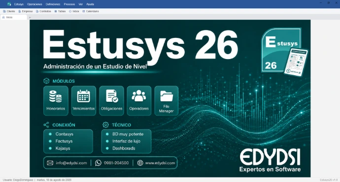 Menú principal del ESTUSYS 26