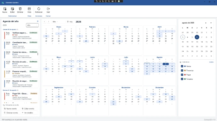 Calendario anual del ESTUSYS 26