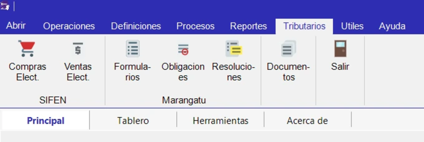 Pestaña Tributarios del CONTASYS 26